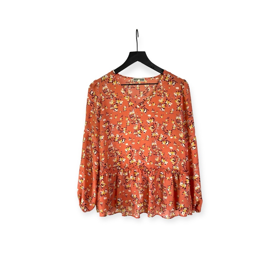 Pleione orange floral blouse